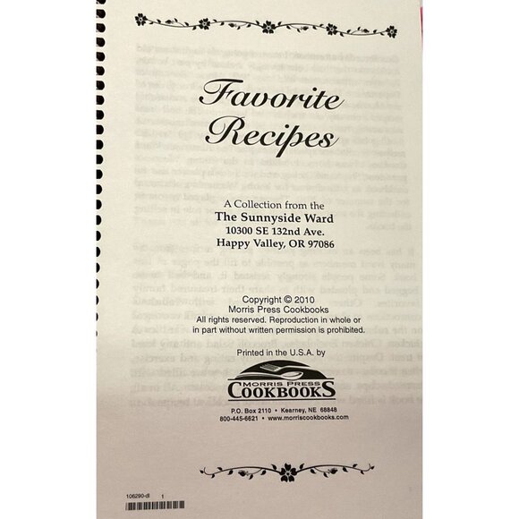 FAVORITES RECIPES COOKBOOK SPIRAL BOUND FROM THE SUNNYSIDE WARD HAPPY VALLEY OR - Picture 2 of 5